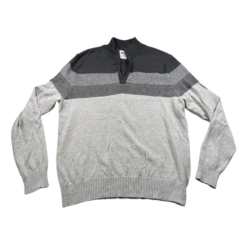 Urban Pipeline Men's XL Colorblock Quarter Zip‎ Knit Sweater Gray Pullover